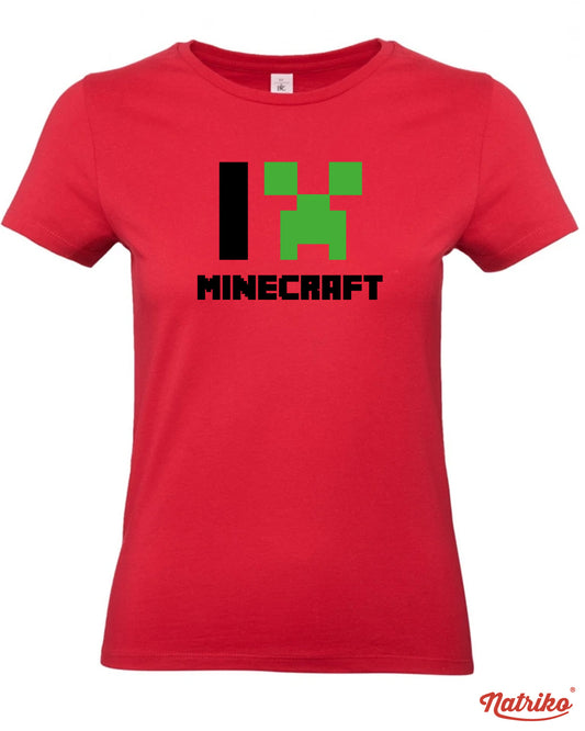 Dámské tričko s potiskem I love Minecraft
