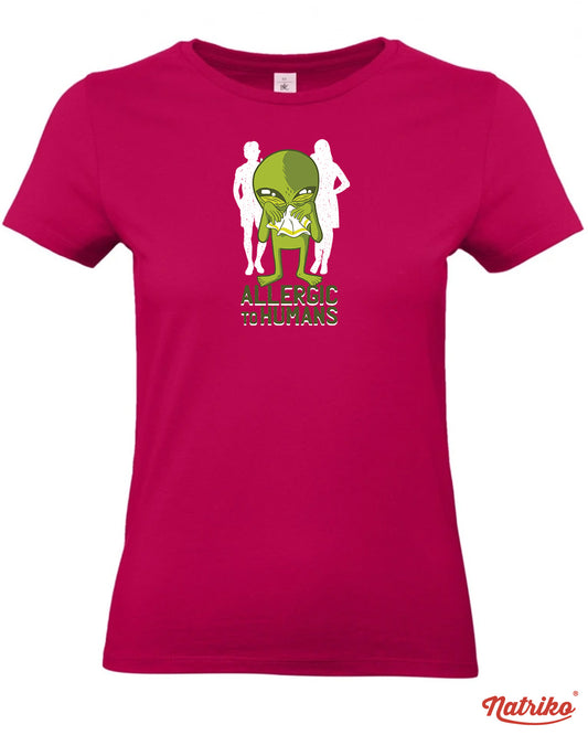 Dámské tričko s potiskem Allergic to humans
