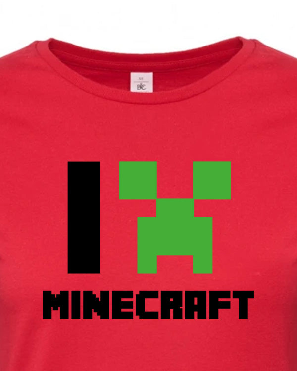 Dámské tričko s potiskem I love Minecraft
