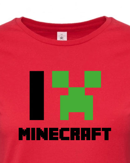 Dámské tričko s potiskem I love Minecraft