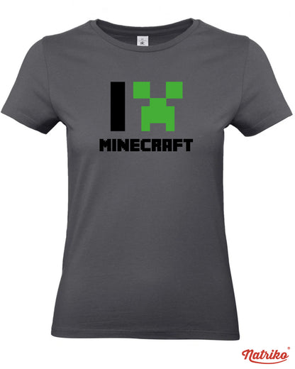 Dámské tričko s potiskem I love Minecraft
