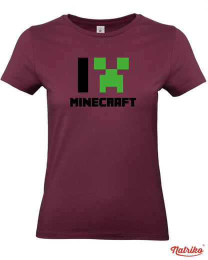 Dámské tričko s potiskem I love Minecraft